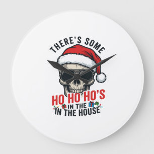 Weihnachts-Schädel Ho Ho Ho Humor Design Große Wanduhr