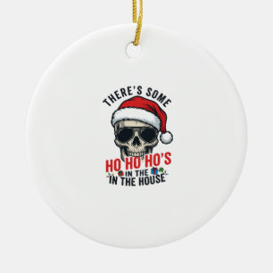 Weihnachts-Schädel Ho Ho Ho Humor Design Keramik Ornament