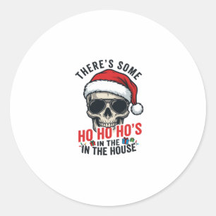 Weihnachts-Schädel Ho Ho Ho Humor Design Runder Aufkleber