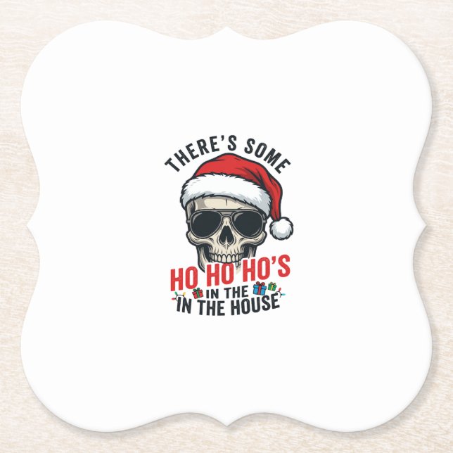 Weihnachts-Schädel Ho Ho Ho Humor Design Untersetzer (Vorderseite)