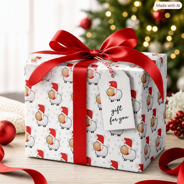 Weihnachts-Schaf-Bastelarbeit oder Geschenkverpack Geschenkpapier (Von Creator hochgeladen)