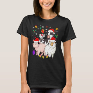 Weihnachts-Schaf-Huhn-Xmas-Kuh mit Santa-Hut T-Shirt