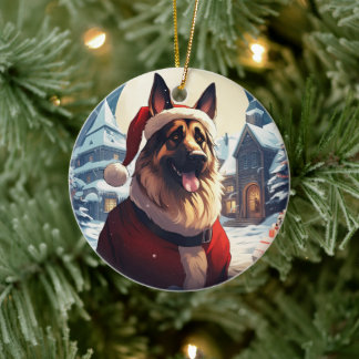 Weihnachts-Schäferhund-Hunde-Ornament, Hundeliebha Keramik Ornament