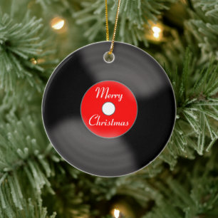 Weihnachts-Schallplatten-Ornament Keramikornament