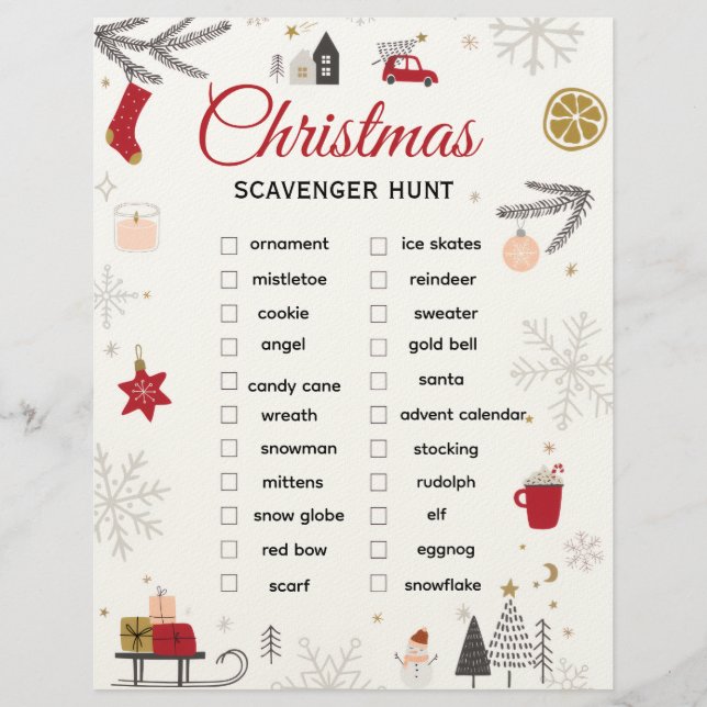 Weihnachts-Schatzsuche-Checkliste-Kunst Briefbogen (Vorderseite)