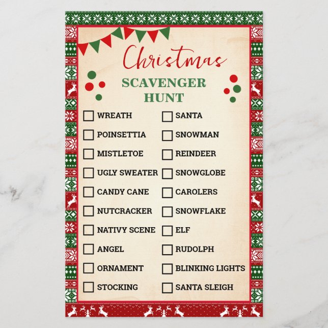Weihnachts-Schatzsuche Spiel hässliches Sweatshirt Flyer (Vorne)