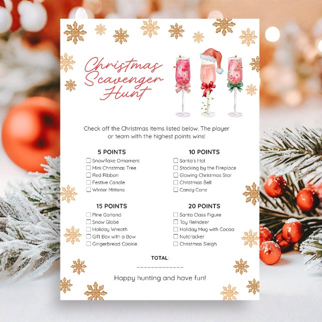 Weihnachts-Schatzsuchspiel Feiertagskarte (Scavenger Hunt Christmas Game Card)