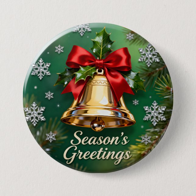 Weihnachts-Schelle-Saison-Grüße-Pin-Button Button (Vorderseite)