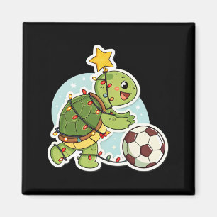 Weihnachts-Schildkröte mit Fußball-T-Shirt  Magnet