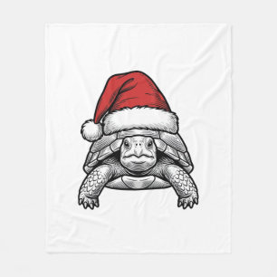 Weihnachts-Schildkröte-Santa-Hut-Vintage-Stich-Des Fleecedecke