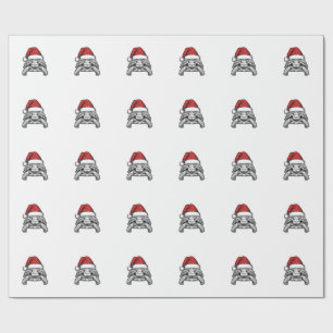 Weihnachts-Schildkröte-Santa-Hut-Vintage-Stich-Des Geschenkpapier
