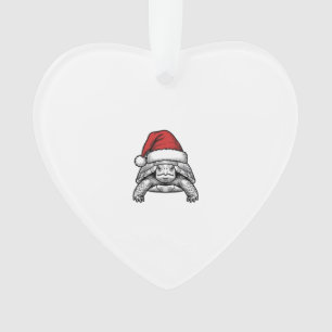 Weihnachts-Schildkröte-Santa-Hut-Vintage-Stich-Des Ornament