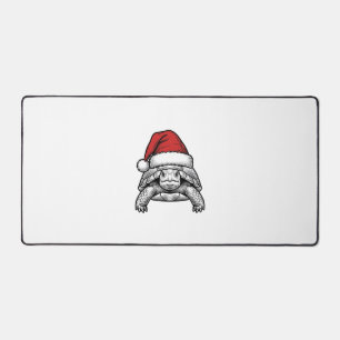 Weihnachts-Schildkröte-Santa-Hut-Vintage-Stich-Des Schreibtischunterlage