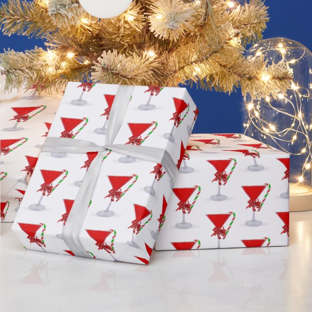 Weihnachts-Schleife auf Holiday-Martini mit Candy  Geschenkpapier (Feiertage)