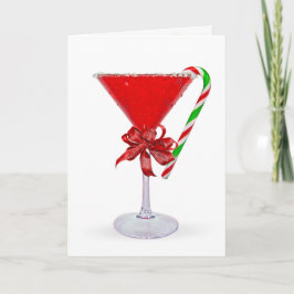 Weihnachts-Schleife auf Martini-Cocktail Feiertagskarte