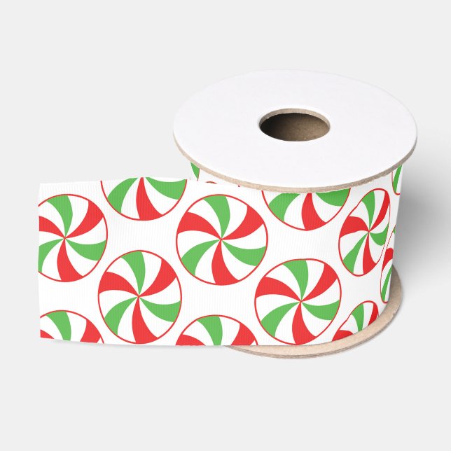 Weihnachts-Schleife mit Candy-Cane-Muster Ripsband (Spule)
