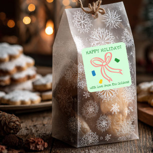 Weihnachts-Schleifen-Doodle CHRISTMAS Weihnachtsge Quadratischer Aufkleber
