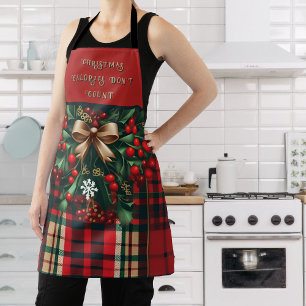 Weihnachts-Schleifen-und-Beeren-Karo-Schürze Schürze