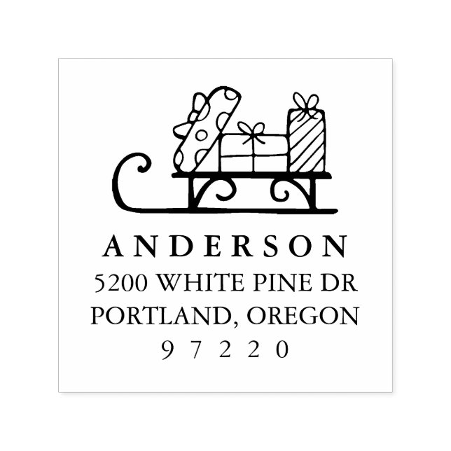 Weihnachts-Schlitten mit Geschenken Rücksendeadres Permastempel (Design)