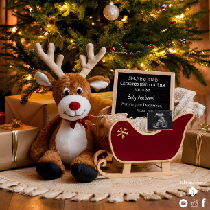 Weihnachts-Schlitten-Schwangerschaftsankündigung Einladung