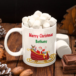 Weihnachts-Schlitten von Santa und Rentieren perso Kaffeetasse
