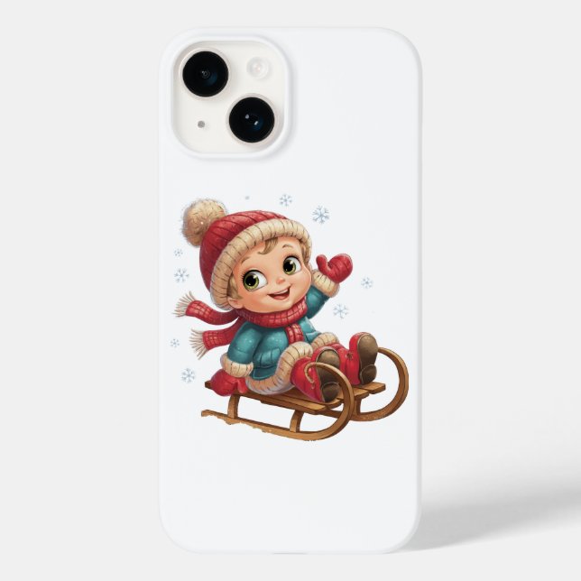 Weihnachts Schlittenfahrt mit Adorable Winter Chil Case-Mate iPhone Hülle (Rückseite)