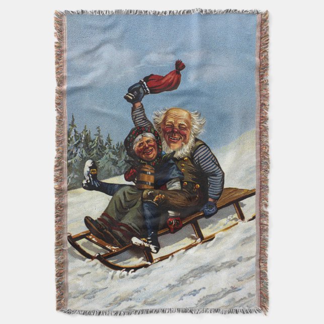 Weihnachts-Schlittenfahrt mit Bier Wilhelm Larsen Decke (Vorderseite Vertikal)