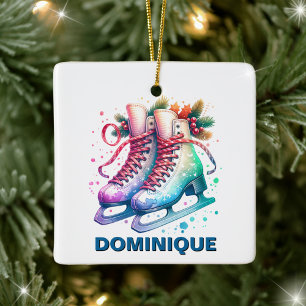 Weihnachts-Schlittschuhe mit individuellem Namen Keramikornament