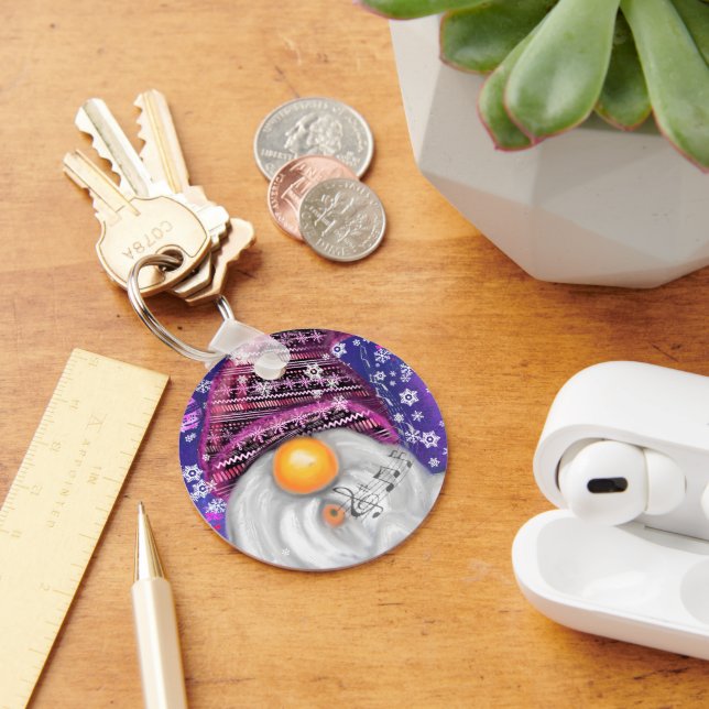 Weihnachts-Schlüsselanhänger in Lila Hut singen Schlüsselanhänger (Schreibtisch)