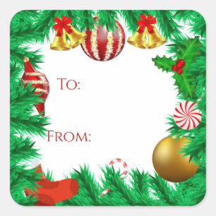 Weihnachts-Schmuck-Geschenk-Tag-Aufkleber Quadratischer Aufkleber