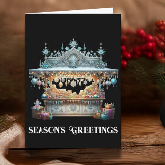 Weihnachts-Schmuck-und-Christbaumkugeln-Marktstand Feiertagskarte