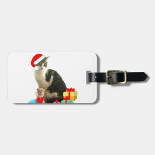 Weihnachts-Schmusekatze und süßer kleiner Engel Gepäckanhänger