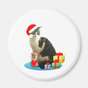 Weihnachts-Schmusekatze und süßer kleiner Engel Magnet