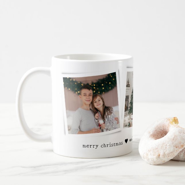 Weihnachts-Schnappschüsse 3 Foto Personalisiertes  Kaffeetasse (Mit Donut)