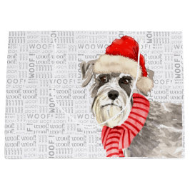 Weihnachts Schnauzer Dog Woof Words Urlaub Große Geschenktüte
