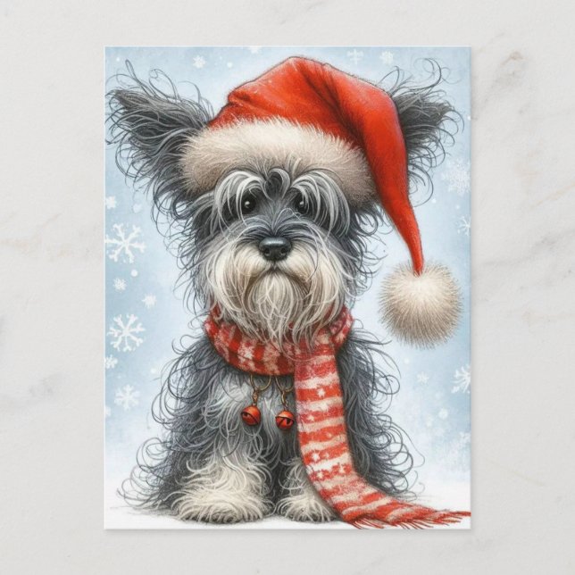 Weihnachts-Schnauzer Feiertagspostkarte (Vorderseite)