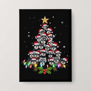 Weihnachts-Schnauzer-Hund-Baum-Xmas-Haustier-Tier Button