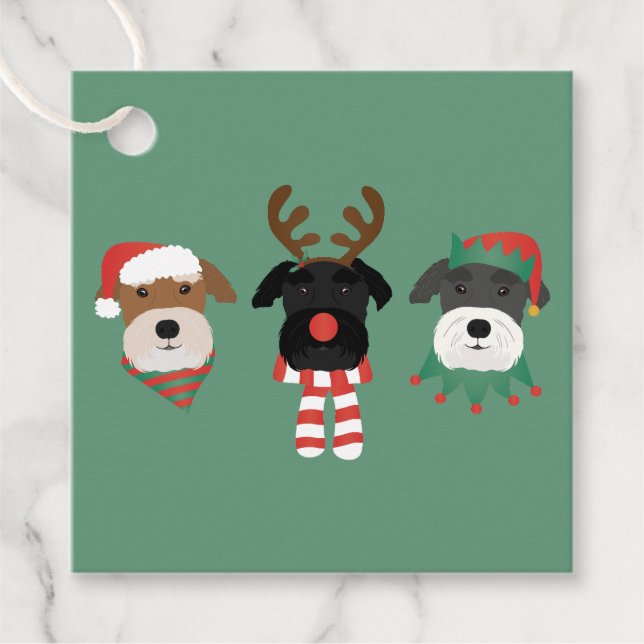 Weihnachts Schnauzer Hunde Geschenkanhänger (Vorderseite)