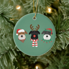 Weihnachts Schnauzer Hunde Keramik Ornament