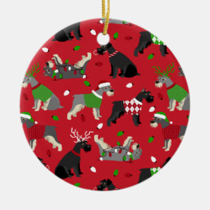 Weihnachts Schnauzer Keramik Ornament