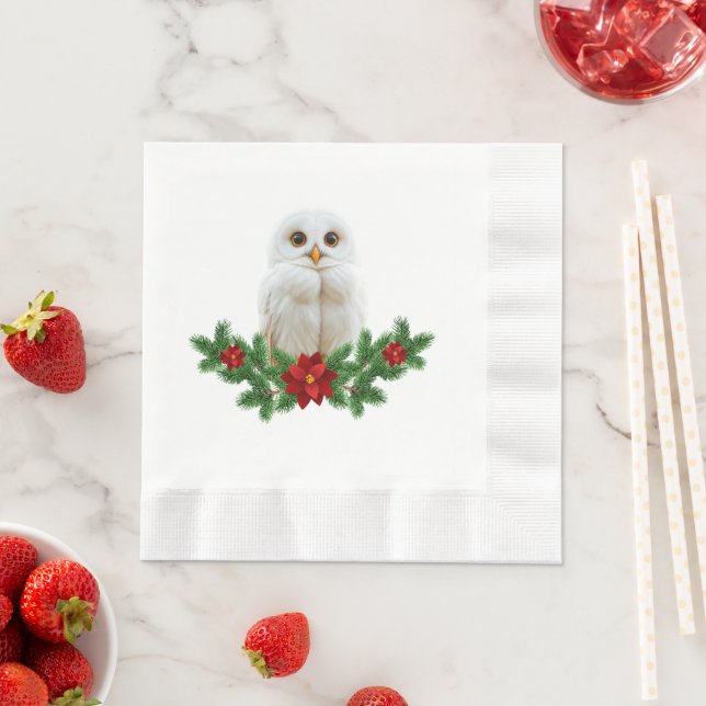 Weihnachts-Schnee-Eule Serviette (Beispiel)