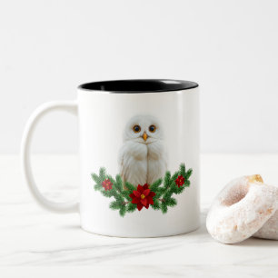 Weihnachts-Schnee-Eule Zweifarbige Tasse