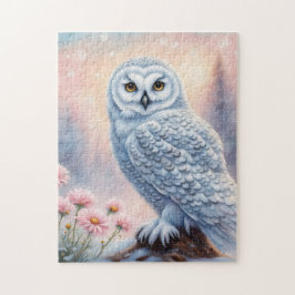 Weihnachts Schneeauschale, rosa Blume. Puzzle