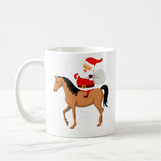 Weihnachts-Schneebedeckter Weihnachtsmann Reitet P Kaffeetasse