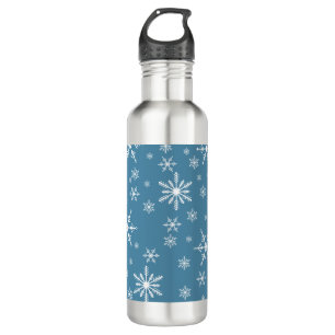 Weihnachts-Schneeflocke auf blau Edelstahlflasche