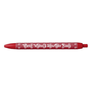 Weihnachts-Schneeflocke auf Ruby Red Kugelschreiber