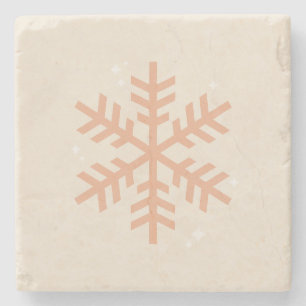 Weihnachts-Schneeflocke Beige Steinuntersetzer
