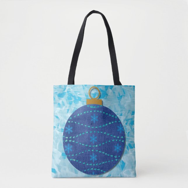 Weihnachts-Schneeflocke Blaues Ornament Aqua-Tasch (Vorderseite)