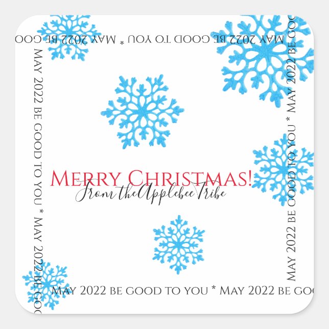 Weihnachts-Schneeflocke mit glitzerndem Blau Quadratischer Aufkleber (Vorderseite)