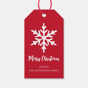 Weihnachts-Schneeflocke Rot Minimalistischer Feier Geschenkanhänger
